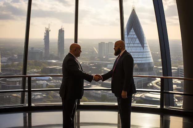 Two businessmen shaking hands closing deal representing Abu Dhabi Company Representation (Foreign Company Representation) in the UAE